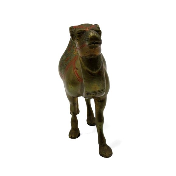 BRASS CAMEL with Painted Accents India Vintage 6" - Picture 6 of 10